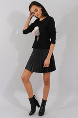 Black Fluffy Ice Cream Jumper - Noella-Jumper
