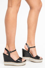 Black Foiled Embellished Woven Wedges - Kitty-Wedges
