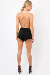 Black Frayed Distressed Shorts - Alissa-Shorts