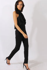 Black Frill Choker Jumpsuit - Melissa-Jumpsuits