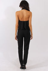 Black Frill Choker Jumpsuit - Melissa-Jumpsuits