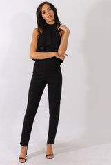 Black Frill Choker Jumpsuit - Melissa-Jumpsuits