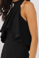 Black Frill Choker Jumpsuit - Melissa-Jumpsuits