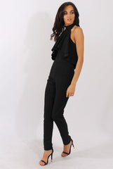 Black Frill Choker Jumpsuit - Melissa-Jumpsuits