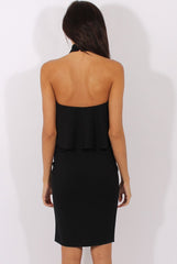 Black Frill Choker Midi Dress - Angela-Dresses