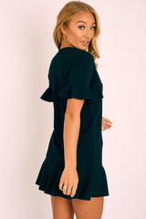 Black Frill Detail Peplum Dress - Birda-Dresses