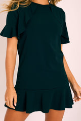 Black Frill Detail Peplum Dress - Birda-Dresses