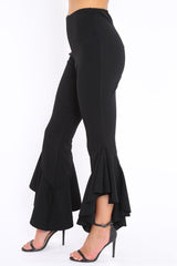 Black Frill Flare Hem Trousers - Ashlie-Trousers