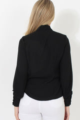 Black Frill Front Blouse - Camille-Blouses