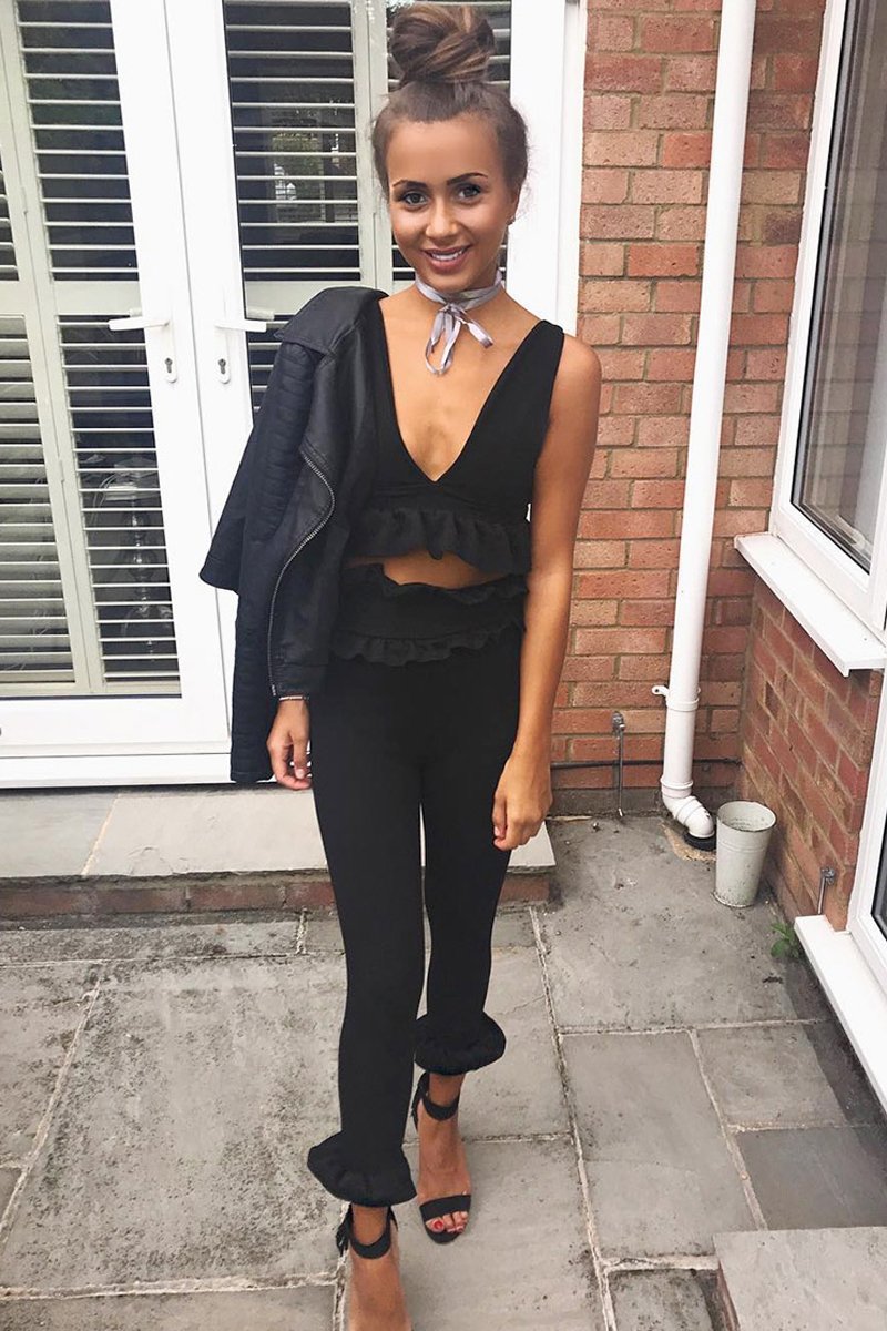 Black Frill Hem Crop Top - Keya-Crop Tops