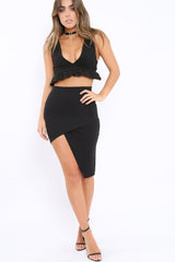 Black Frill Hem Crop Top - Keya-Crop Tops