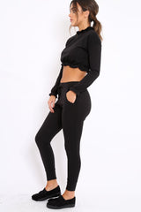 Black Frill Hem Tracksuit - Adah-Co-ords