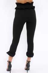 Black Frill Hem Trousers - Paisley-Trousers