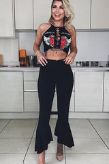 Black Frill Hem Trousers - Payton-Trousers