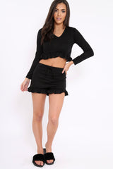 Black Frill Lounge Wear Set - Ann-Loungewear