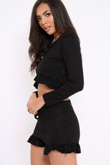 Black Frill Lounge Wear Set - Ann-Loungewear