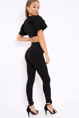 Black Frill Sleeve Co-ord Set - Demmie-Co-ords