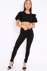 Black Frill Sleeve Co-ord Set - Demmie-Co-ords