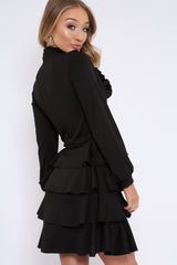 Black Frill Tie Bow Dress - Sania-Dresses