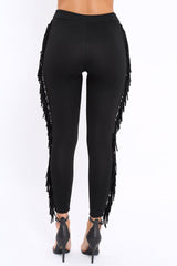 Black Fringe Leggings - Rosaleen-Trousers