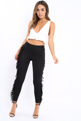 Black Fringe Leggings - Rosaleen-Trousers