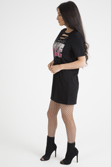 Black Front Distressed 'Amuse Society' T-Shirt Dress - Lexi-Dresses