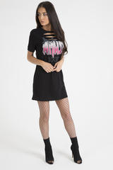 Black Front Distressed 'Amuse Society' T-Shirt Dress - Lexi-Dresses
