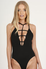 Black Front Harness Bodysuit - Neema-Bodysuits
