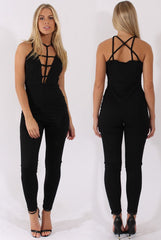 Black Front Harness Fitted Jumpsuit - Bette-Jumpsuits