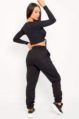 Black Front Piping Joggers - Jordyn-Joggers