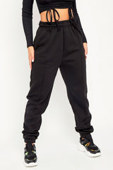 Black Front Piping Joggers - Jordyn-Joggers
