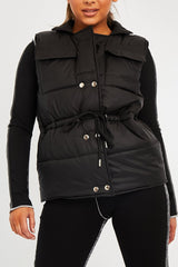 Black Front Pocket Padded Gilet - Carleigh-Coats