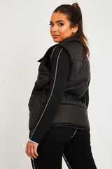 Black Front Pocket Padded Gilet - Carleigh-Coats