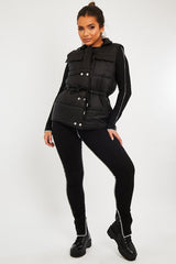 Black Front Pocket Padded Gilet - Carleigh-Coats