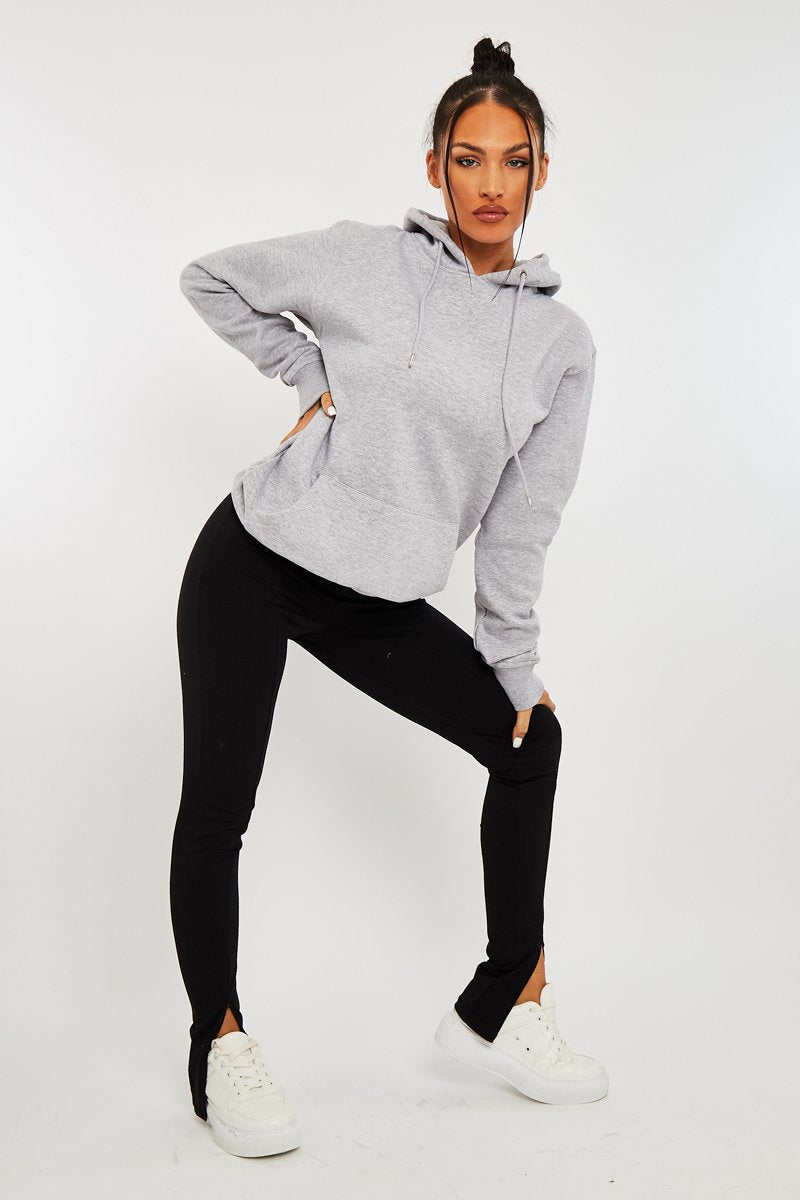 Black Front Split Leggings - Polly-Leggings