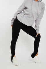 Black Front Split Leggings - Polly-Leggings