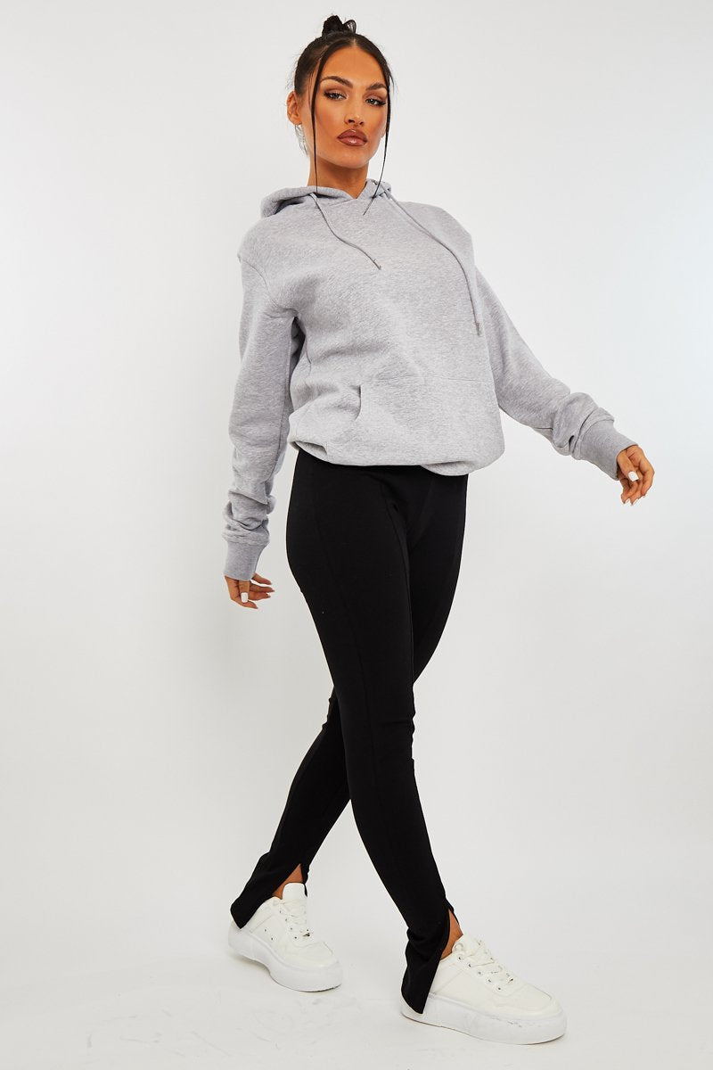 Black Front Split Leggings - Polly-Leggings