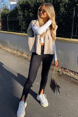 Black Front Split Leggings - Polly-Leggings