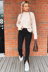 Black Front Split Leggings - Polly-Leggings