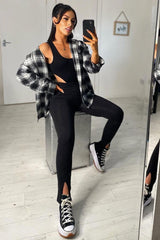 Black Front Split Leggings - Polly-Leggings