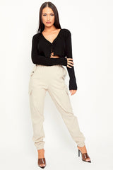 Black Front Tie Knit Cardigan Top - Paloma-Cardigans