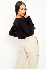 Black Front Tie Knit Cardigan Top - Paloma-Cardigans