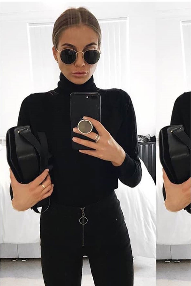 Black Front Zip Skinny Jeans - Wriley-Jeans