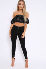 Black Front Zip Skinny Jeans - Wriley-Jeans