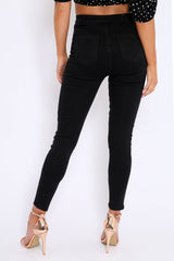 Black Front Zip Skinny Jeans - Wriley-Jeans