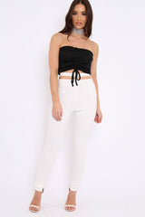 Black Gathered Middle Bandeau Crop Top - Darlah-Crop Tops