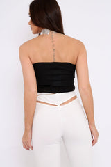 Black Gathered Middle Bandeau Crop Top - Darlah-Crop Tops