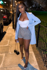 Black Gingham Belted Pleated Shorts - Kirstyn-Shorts