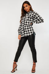 Black Gingham Check Oversized Shirt - Gizel-Shirts
