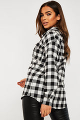 Black Gingham Check Oversized Shirt - Gizel-Shirts